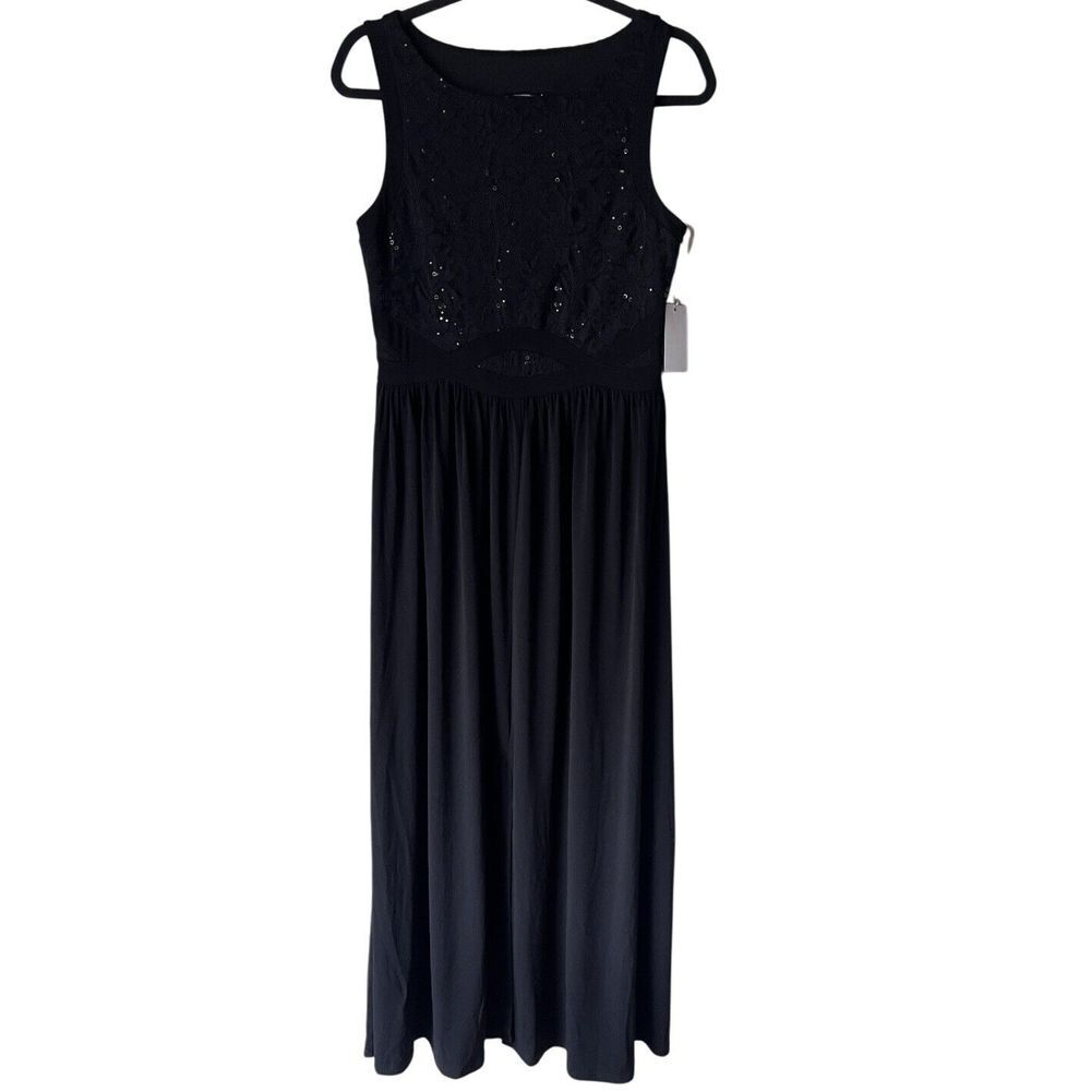 NWT CANDALITE Women Size M Black Top Lace‎ Floral Sleeveless Fit & Flare Dress